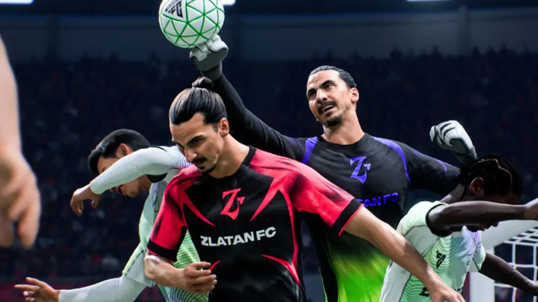 Zlatan FC squad in an aerial duel