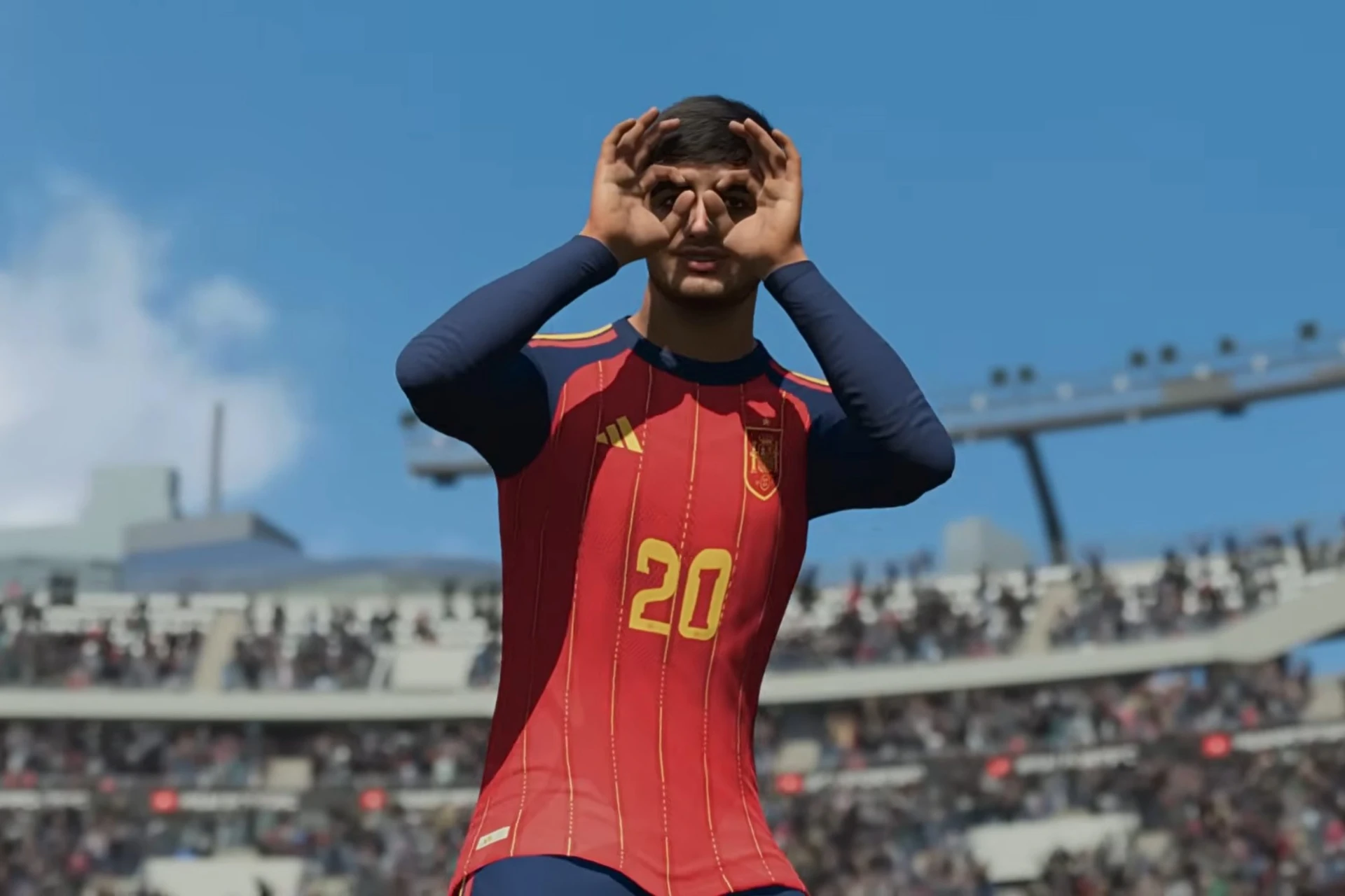 Player celebrating with goggles celebration